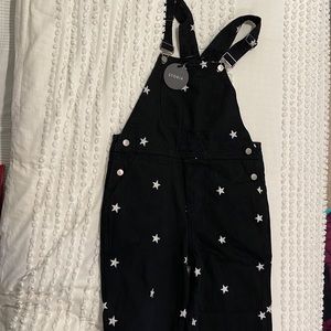Clad and cloth black and white star overalls